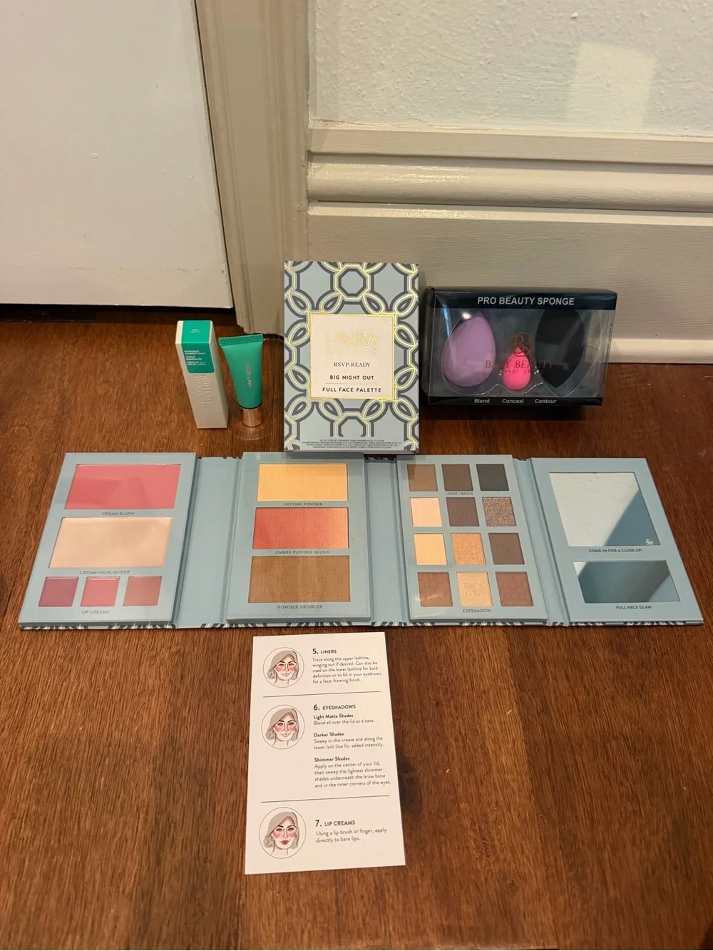 Laura Geller RSVP kit, haus labs, and sponges for blending